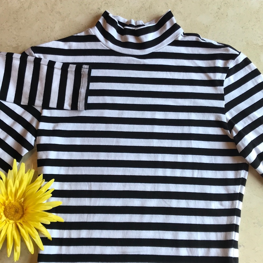 Black and white stripe turtleneck